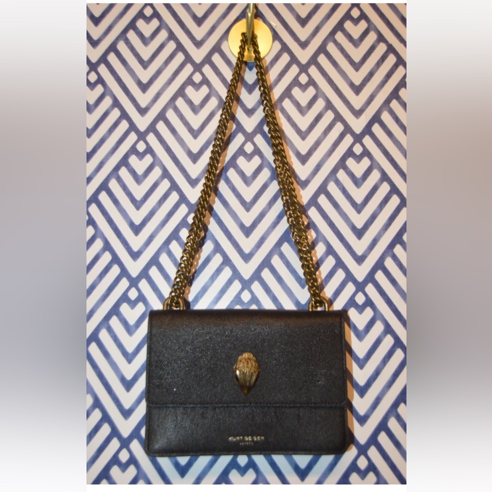 Kurt Geiger Small Black Leather Shoreditch Chain Convertible Crossbody Bag